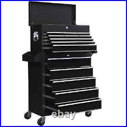 19 Drawer, Two-Part Tool Storage Chest on Wheels Black