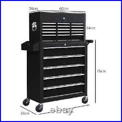 19 Drawer, Two-Part Tool Storage Chest on Wheels Black