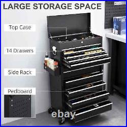 19 Drawer, Two-Part Tool Storage Chest on Wheels Black