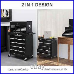 19 Drawer, Two-Part Tool Storage Chest on Wheels Black