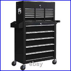 19 Drawer, Two-Part Tool Storage Chest on Wheels Black