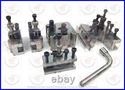 5 Pieces Set T37 Quick-Change Tool post With 2 Standard, 1 Vee, 1 Parting holders