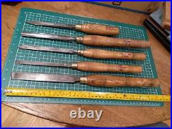 5 x Vintage TOGA Wood Turning Tool Lathe Chisel Skew Chisel Gouge Point Parting