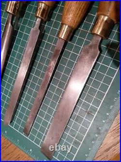 5 x Vintage TOGA Wood Turning Tool Lathe Chisel Skew Chisel Gouge Point Parting