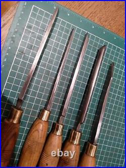 5 x Vintage TOGA Wood Turning Tool Lathe Chisel Skew Chisel Gouge Point Parting