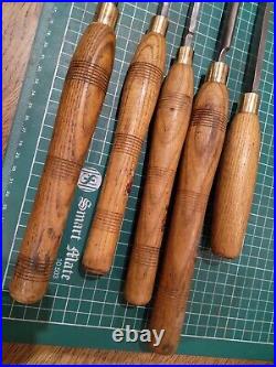 5 x Vintage TOGA Wood Turning Tool Lathe Chisel Skew Chisel Gouge Point Parting