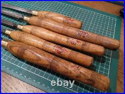 5 x Vintage TOGA Wood Turning Tool Lathe Chisel Skew Chisel Gouge Point Parting