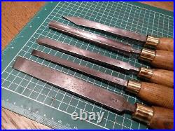 5 x Vintage TOGA Wood Turning Tool Lathe Chisel Skew Chisel Gouge Point Parting