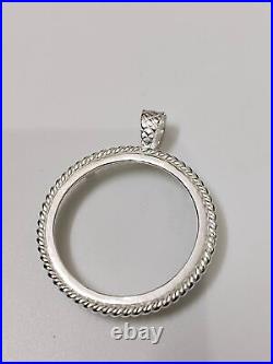 925 Sterling Silver Round Pendant setting prong jewelry Making Tools Coin Bezel