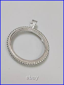 925 Sterling Silver Round Pendant setting prong jewelry Making Tools Coin Bezel