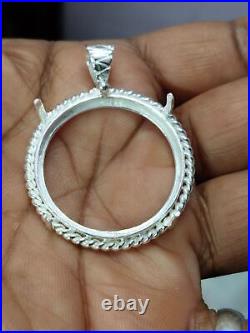 925 Sterling Silver Round Pendant setting prong jewelry Making Tools Coin Bezel