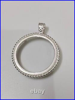 925 Sterling Silver Round Pendant setting prong jewelry Making Tools Coin Bezel