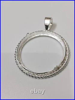 925 Sterling Silver Round Pendant setting prong jewelry Making Tools Coin Bezel