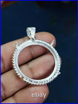 925 Sterling Silver Round Pendant setting prong jewelry Making Tools Coin Bezel