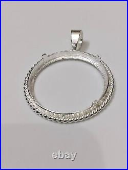 925 Sterling Silver Round Pendant setting prong jewelry Making Tools Coin Bezel