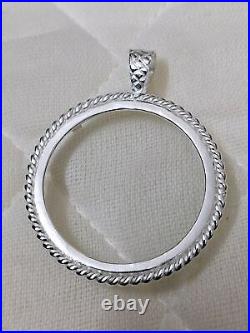 925 Sterling Silver Round Pendant setting prong jewelry Making Tools Coin Bezel