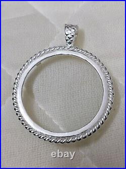 925 Sterling Silver Round Pendant setting prong jewelry Making Tools Coin Bezel