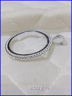 925 Sterling Silver Round Pendant setting prong jewelry Making Tools Coin Bezel