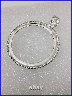 925 Sterling Silver Round Pendant setting prong jewelry Making Tools Coin Bezel