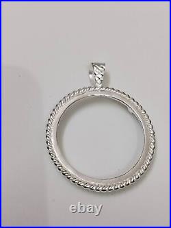 925 Sterling Silver Round Pendant setting prong jewelry Making Tools Coin Bezel