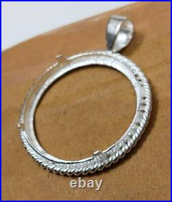 925 Sterling Silver Round Pendant setting prong jewelry Making Tools Coin Bezel