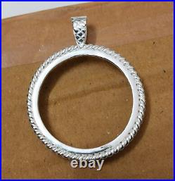 925 Sterling Silver Round Pendant setting prong jewelry Making Tools Coin Bezel