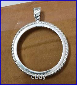 925 Sterling Silver Round Pendant setting prong jewelry Making Tools Coin Bezel