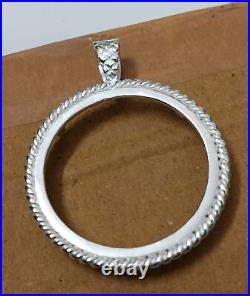 925 Sterling Silver Round Pendant setting prong jewelry Making Tools Coin Bezel