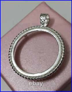 925 Sterling Silver Round Pendant setting prong jewelry Making Tools Coin Bezel