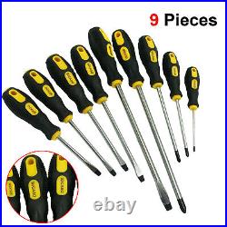 9pc Screwdriver Tool Set Soft Grip Handles Magnetic Slotted Locaso Uked