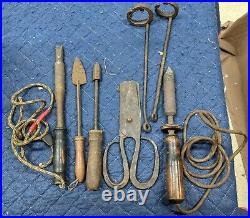 Antique Soldering Irons 2 Copper Tip Iron works Parts Tools Blacksmith