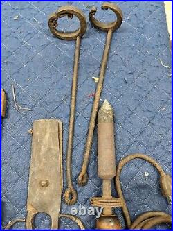 Antique Soldering Irons 2 Copper Tip Iron works Parts Tools Blacksmith