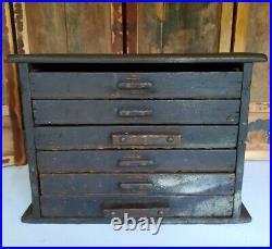 Antique engineering sectional Wood Drawers garage printer clock part tool chest