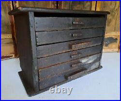 Antique engineering sectional Wood Drawers garage printer clock part tool chest