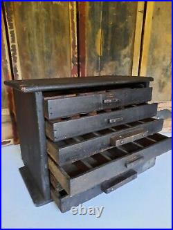 Antique engineering sectional Wood Drawers garage printer clock part tool chest