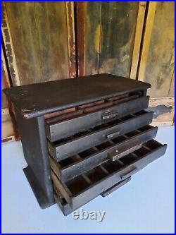 Antique engineering sectional Wood Drawers garage printer clock part tool chest