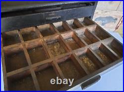 Antique engineering sectional Wood Drawers garage printer clock part tool chest