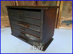 Antique engineering sectional Wood Drawers garage printer clock part tool chest