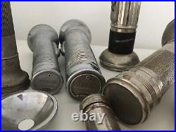 Collection of vintage torches all metal & some old spare torch parts