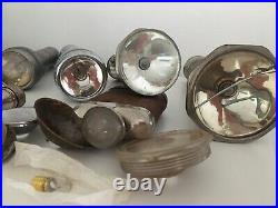 Collection of vintage torches all metal & some old spare torch parts