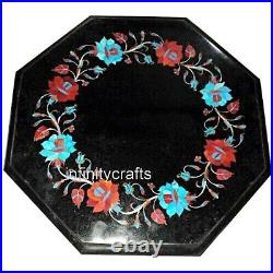 Flower Pattern Inlay Work Coffee Table Top Octagon Marble Corner table for Hotel