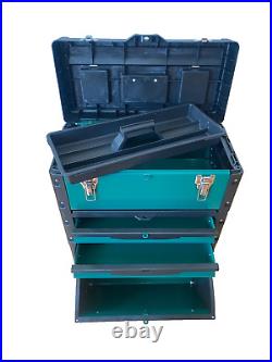 HUAQI Mobile 3 Part Stackable Rolling Chest Trolley Cart Wheels Tool Storage Box