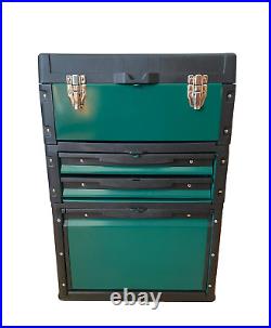 HUAQI Mobile 3 Part Stackable Rolling Chest Trolley Cart Wheels Tool Storage Box