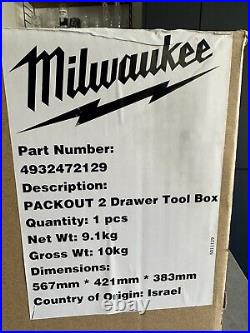 Milwaukee 4932472129 PACKOUT 2 Drawer Tool Box Parts Organiser 560 x 410 x 360mm