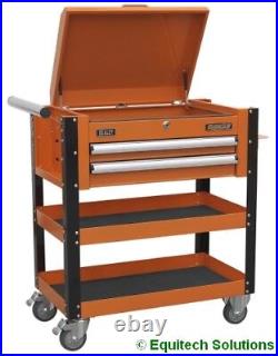 Mobile Tool Parts Trolley 2 Drawers Lockable Top Orange Sealey AP760MO