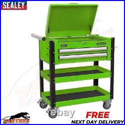 Sealey AP760MHV 2 Drawer Heavy Duty Tool Parts Trolley with Lockable Top Green