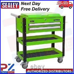 Sealey AP760MHV 2 Drawer Heavy Duty Tool Parts Trolley with Lockable Top Green