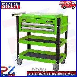 Sealey AP760MHV 2 Drawer Heavy Duty Tool Parts Trolley with Lockable Top Green