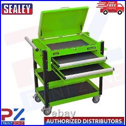 Sealey AP760MHV 2 Drawer Heavy Duty Tool Parts Trolley with Lockable Top Green