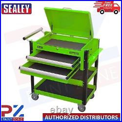 Sealey AP760MHV 2 Drawer Heavy Duty Tool Parts Trolley with Lockable Top Green